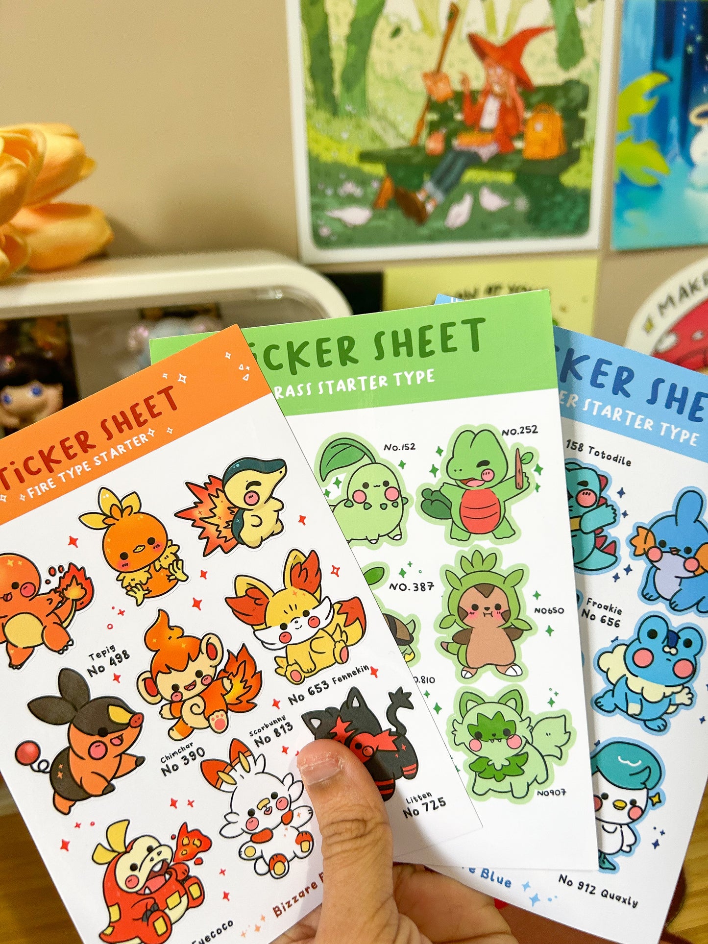 Pokemon Starter Type Sticker Sheets