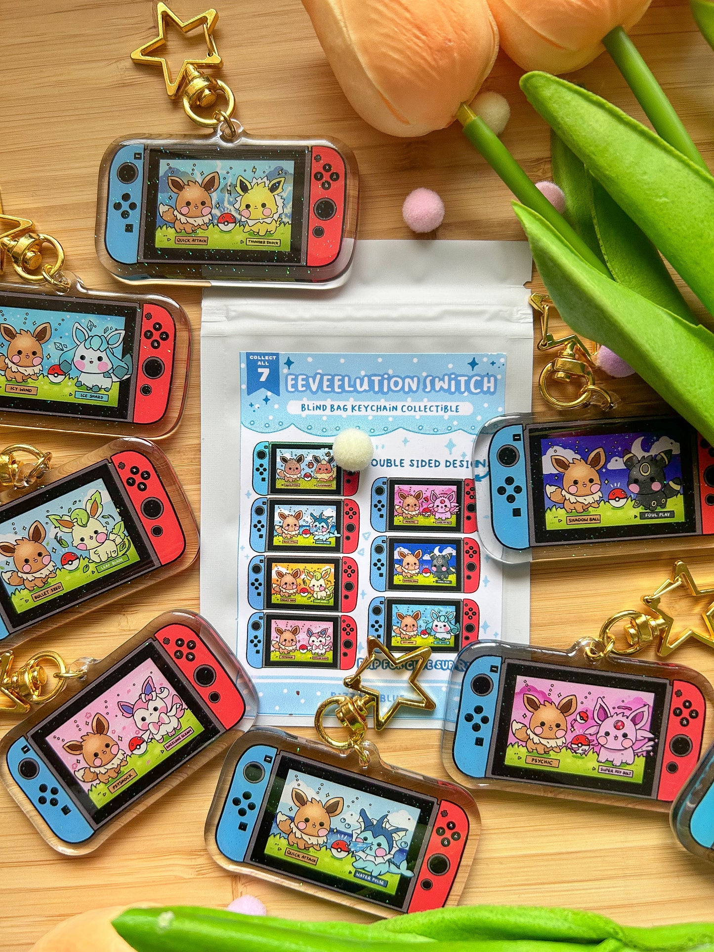 Eeveelution Switch Blind Bag Keychains