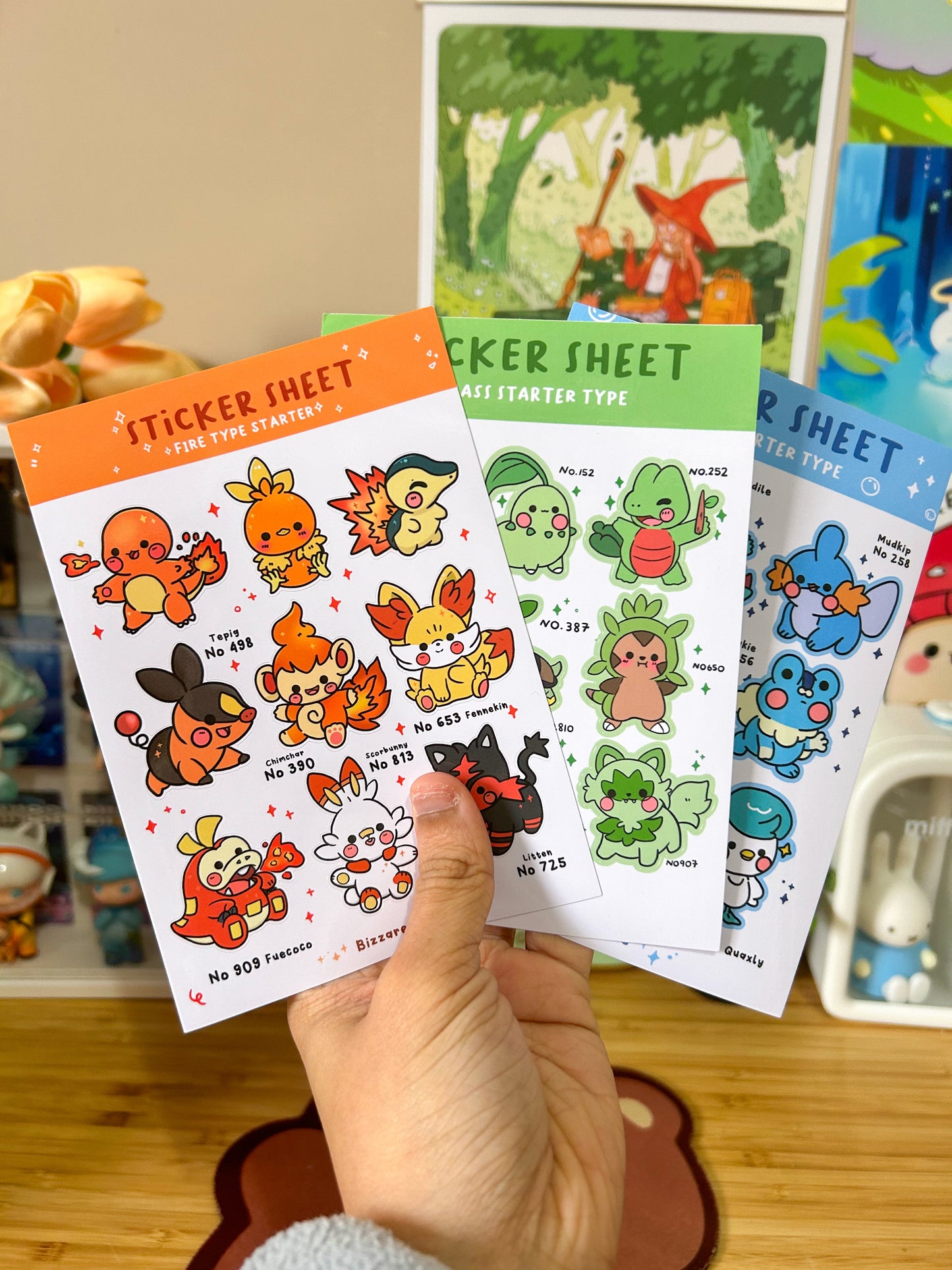 Pokemon Starter Type Sticker Sheets