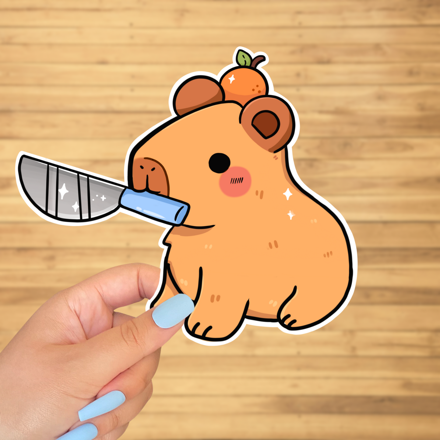 Capybara w knife sticker