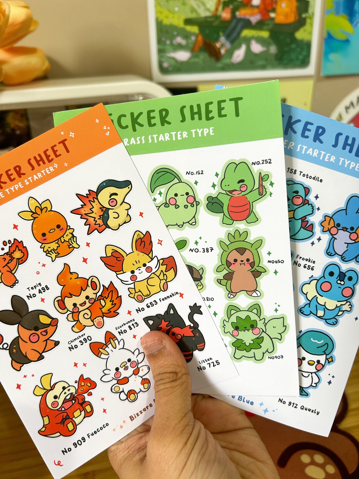 Pokemon Starter Type Sticker Sheets