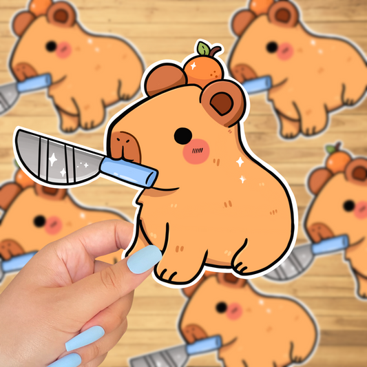 Capybara w knife sticker