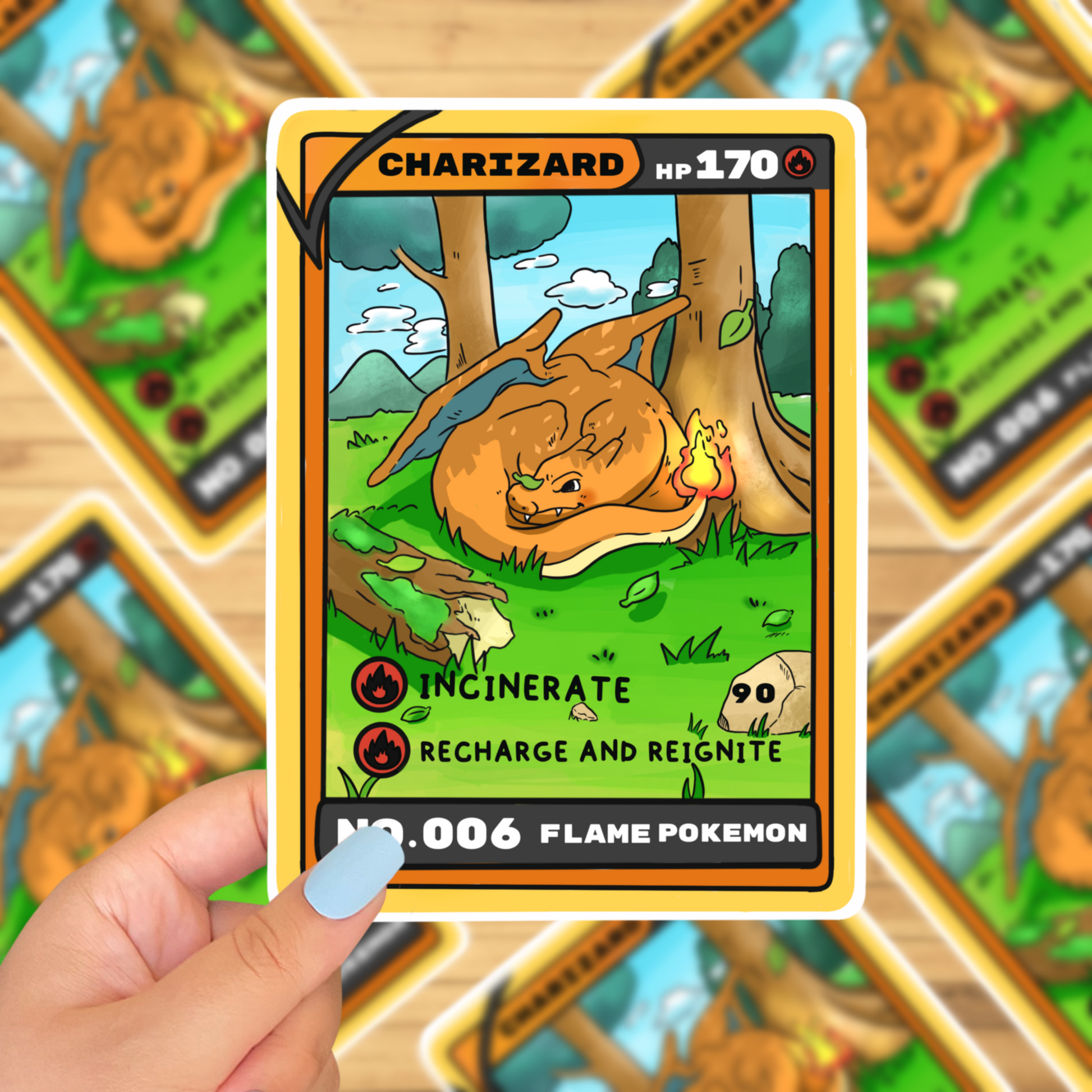 Charizard tcG card sticker Bizzare Blue Art Studio Charizard tcG card sticker Bizzare Blue Art Studio
