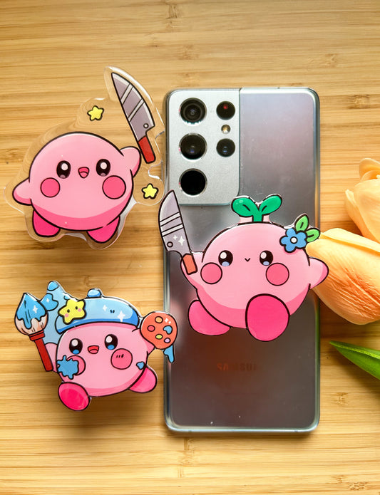 Kirby with knife phone grips